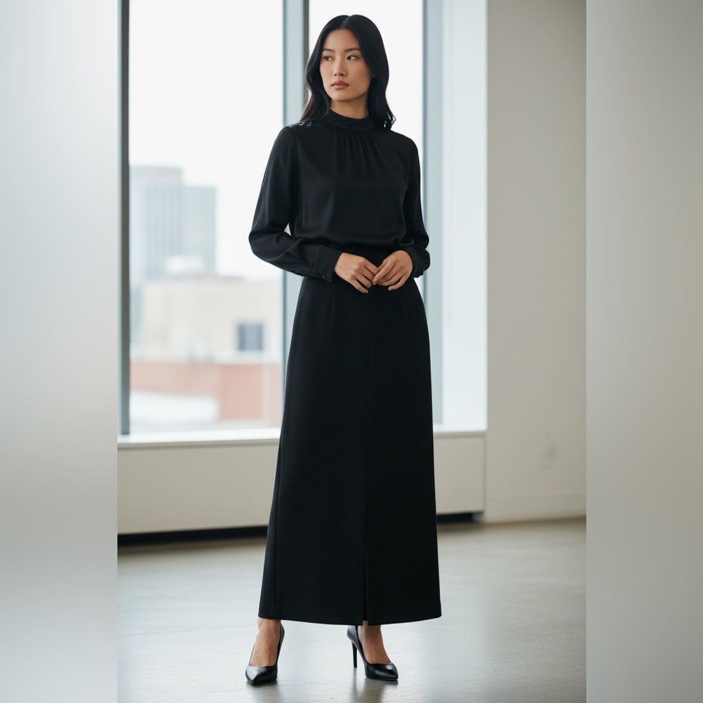 Casual Corner Elegant Long Black Women's Skirt - Picture 4 of 9